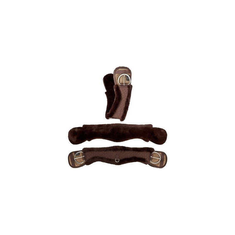 Equinate Western Mondgurt anatomisch mit synthetischem Lammfell braun 90 cm
