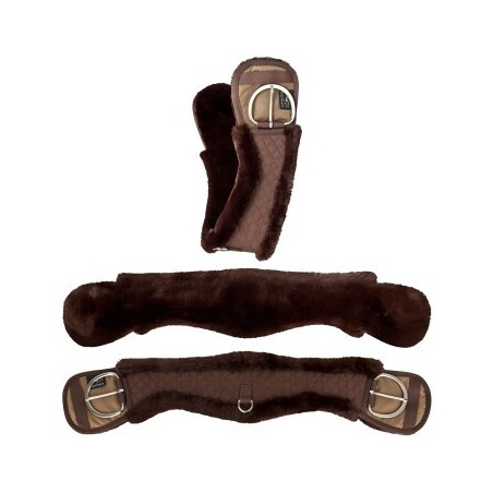 Equinate Western Mondgurt anatomisch mit synthetischem Lammfell braun 90 cm