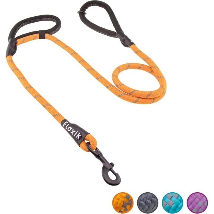 Floxik Tauleine für Hunde - 1,5m Hundeleine mit Zwei Griffen orange