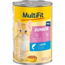 MultiFit Nassfutter Katze Junior, Paté, mit Lachs 6x400 g