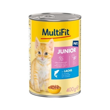 MultiFit Nassfutter Katze Junior, Paté, mit Lachs 6x400 g