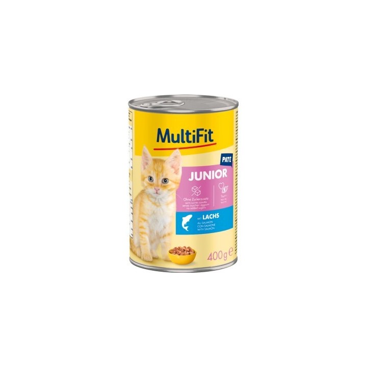 MultiFit Nassfutter Katze Junior, Paté, mit Lachs 6x400 g