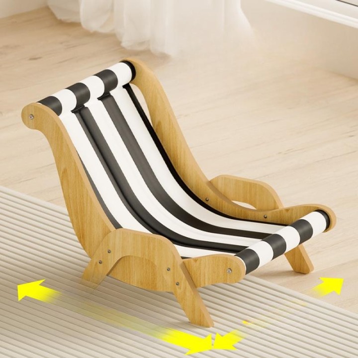 Sommer-Eiskissen für Haustiere, schwarz-weiß gestreiftes Sofa, Loungesessel, abnehmbarer und waschbarer Katzenhängematten-Fel