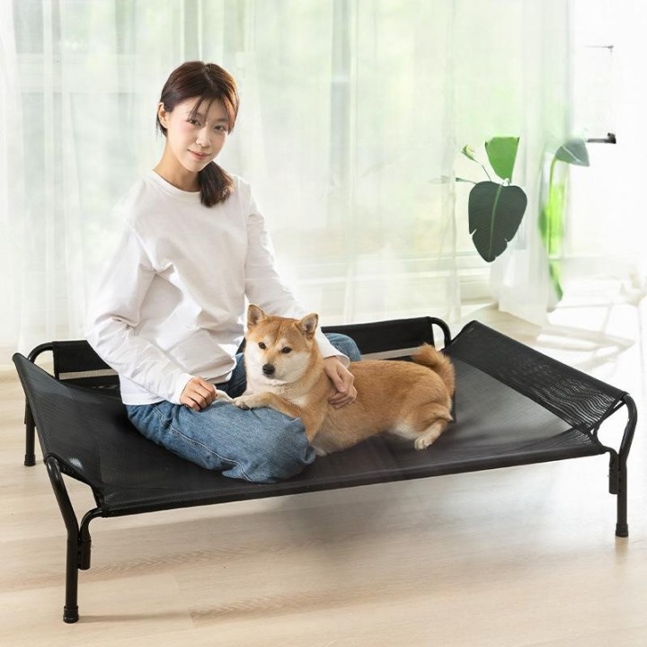 Hundehütte für alle Jahreszeiten, abnehmbares und waschbares Hundebett, Hunde-Campingbett, Hundebett abseits des Bodens, Somm