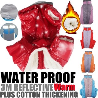 Haustierkleidung Gepolsterter Hunde-Daunenoverall Hund Winter Wasserdicht Warmer Mantel Reißverschluss Reflektierender Overal