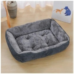 Bett für Hunde, Katzen, Haustier, quadratisch, Plüsch, Zwinger, mittelgroße und kleine Hunde, Schlafsofa, Kissen, beruhigende