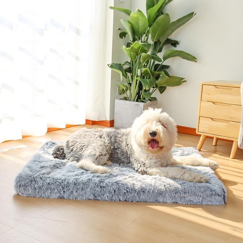 Große Hundebettmatte aus Memory-Schaum mit abnehmbarem, ultraweichem Plüschbezug, orthopädische Hundebett-Haustiermatten S-40