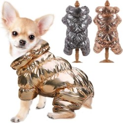 Winter-Hundekleidung, winddichter Overall für kleine Hunde, Welpen-Daunenmantel, Jacke, wasserdicht, verdickter Parka, Hunde-