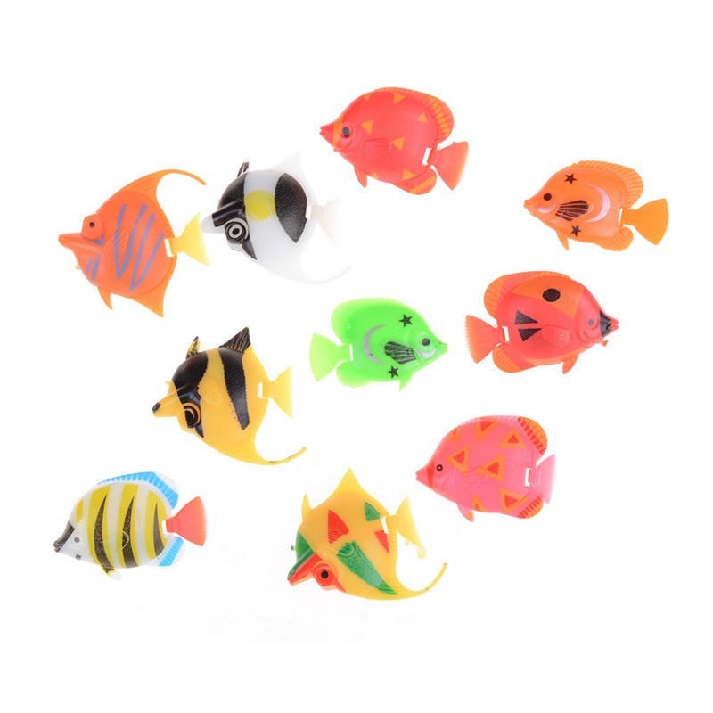 10 Stück bunte schöne Kunststoff kleine gefälschte Fische für Aquarium Dekoration 1