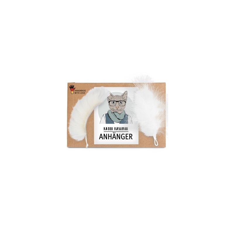 Kater Kasimir Ersatzanhänger für Katzenangel: 1 x Naturfedern + 1 x echtes Schaffell