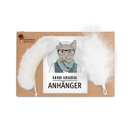 Kater Kasimir Ersatzanhänger für Katzenangel: 1 x Naturfedern + 1 x echtes Schaffell