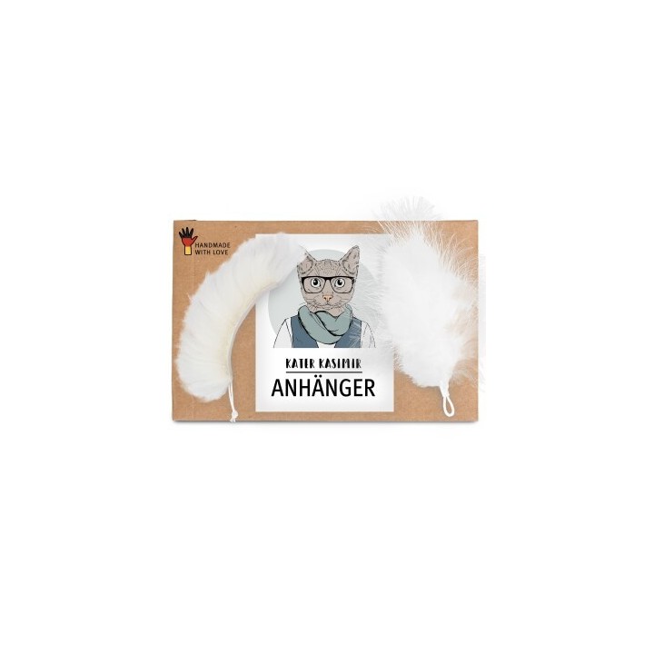 Kater Kasimir Ersatzanhänger für Katzenangel: 1 x Naturfedern + 1 x echtes Schaffell
