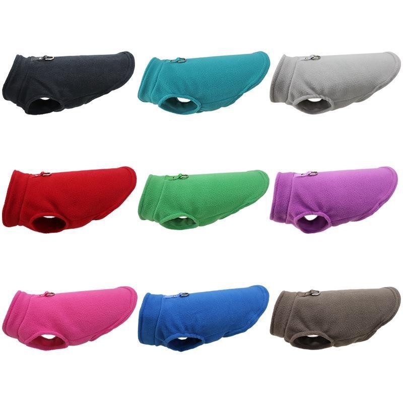 Dicke, einfarbige Hundekleidung aus Polarfleece mit Leinenbefestigung One size traction (1.4 meters) M