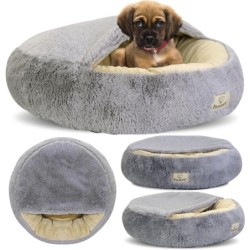 Flauschiges Hundebett : SHAGGY Haar hellgraue Farbe, VERSCHIEDENE GRÖSSEN weiches Haar 50 cm schlachtschiff grau