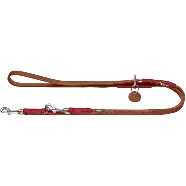 Hunter Verstellbare Führleine Karlby beige/ rot 2 m, 1,5 cm