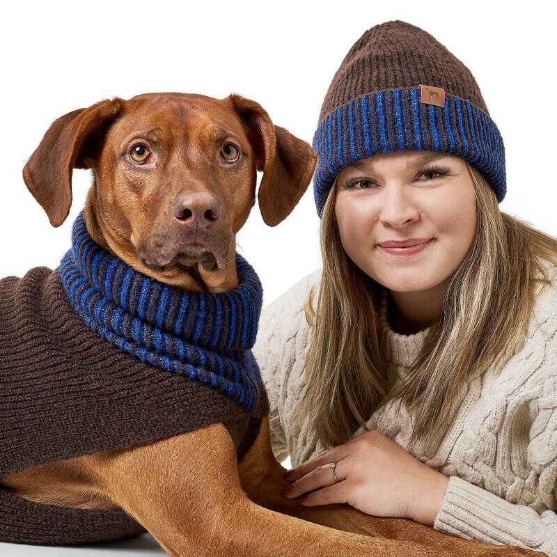 Hunter Hundepullover Odense mit Mütze (Set) braun 80 cm