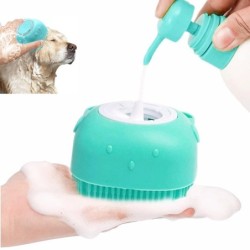 Haustier-Badebürste, weiches Silikon, Massagegerät, Reinigungswerkzeug, Kamm für Hunde und Katzen gelb
