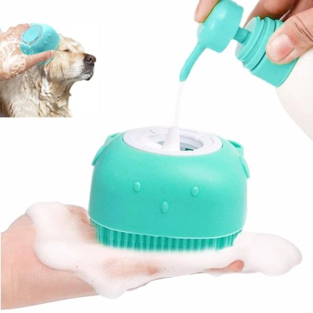Haustier-Badebürste, weiches Silikon, Massagegerät, Reinigungswerkzeug, Kamm für Hunde und Katzen gelb