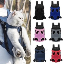 Doppelter Schultergurt, atmungsaktiv, tragbar, Reise-Haustier-Hundetrage-Rucksack, Netz-Fronttasche für kleine Hunde und Katz