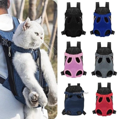 Doppelter Schultergurt, atmungsaktiv, tragbar, Reise-Haustier-Hundetrage-Rucksack, Netz-Fronttasche für kleine Hunde und Katz