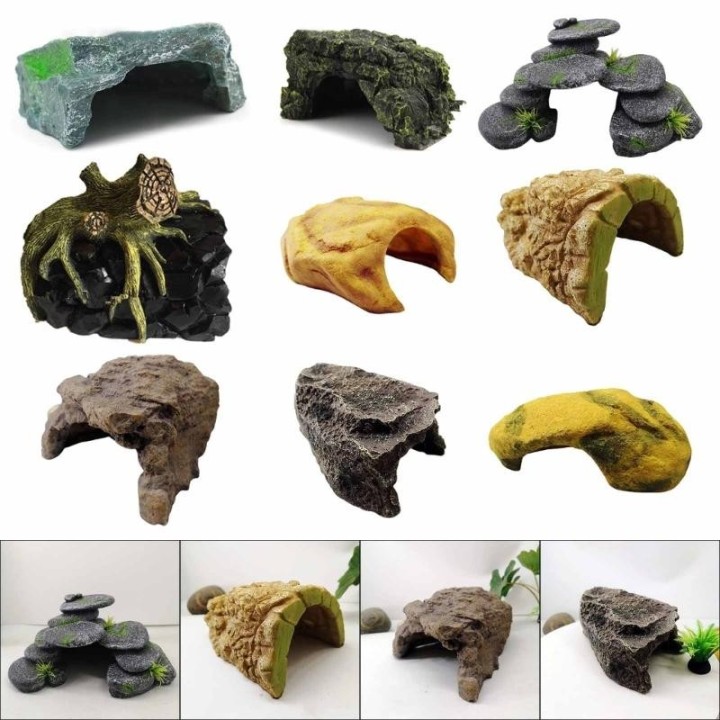 Aquariendekorationen aus Kunstharz, Steinhöhle, Fischtanks, Ornamentlandschaften, Höhlenverstecke, Haus für Wasserfische, Rep