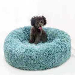 Langes, superweiches Hundebett aus Plüsch, runde Haustiermatte, abnehmbar und waschbar, Schlafsack, Liege, Katzenhaus, Sofako