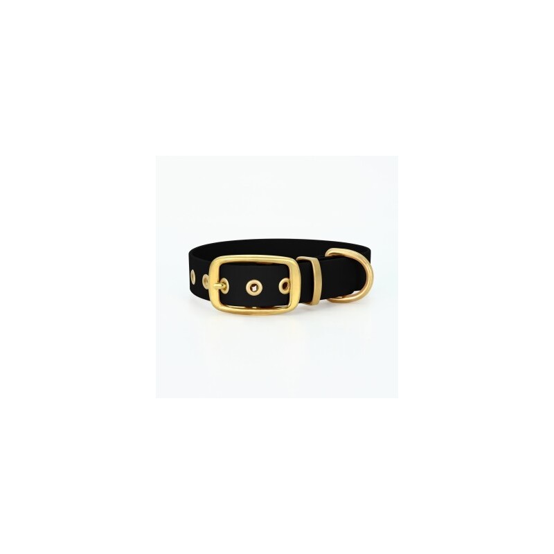 THE DOG IDEA Biothane Halsband Gold Schwarz XS