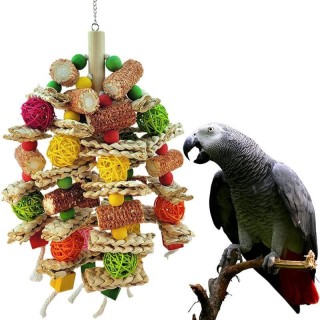 Papageienspielzeug, natürliches Maisholz, Papageien-Vogelspielzeug, Liebesvogelkäfig, lustiges Trainingsvogelspielzeug, beißf