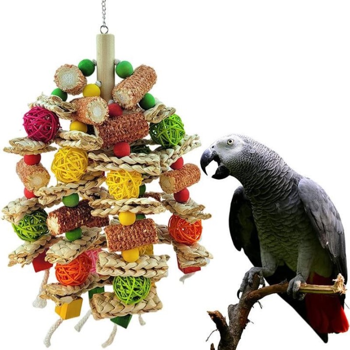 Papageienspielzeug, natürliches Maisholz, Papageien-Vogelspielzeug, Liebesvogelkäfig, lustiges Trainingsvogelspielzeug, beißf