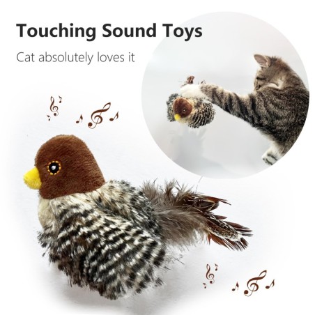 Interaktives Katzenspielzeug, elektrisch, quietschend, Simulationsvogel, Plüsch, Katzen, Haustiere, neckendes Spielzeug mit F