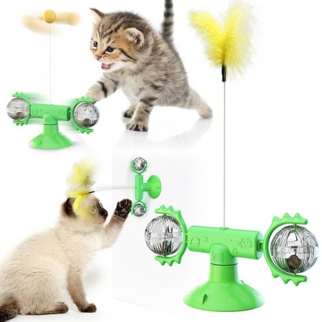Windmühlen-Katzenspielzeug, lustiger Drehteller, neckisches interaktives Puzzle, Katzenballspielzeug, Katzenspielzeug, Kratzb