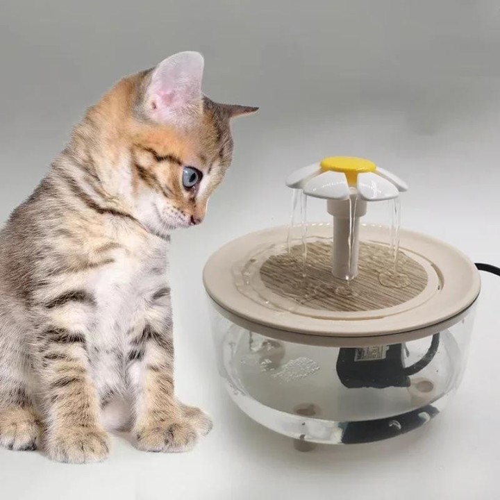Transparenter Haustier-Wasserbrunnen, automatischer Zirkulations-Katzen-Wassertrinkspender, USB-aufladbarer Katzen-Wasserbrun