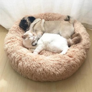Runde Katzenbetten Haus Weicher langer Plüsch Bestes Haustier Hundebett für Hunde Korb Haustierprodukte Kissen Katzenbett Kat