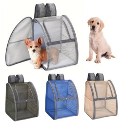 Haustierbedarf Mesh Atmungsaktiver Doppelschulter-Hunderucksack Outdoor-Reise-Katzentasche Haustier-Sommerrucksack