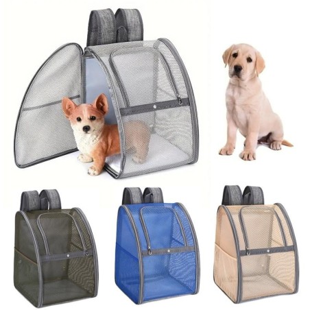 Haustierbedarf Mesh Atmungsaktiver Doppelschulter-Hunderucksack Outdoor-Reise-Katzentasche Haustier-Sommerrucksack