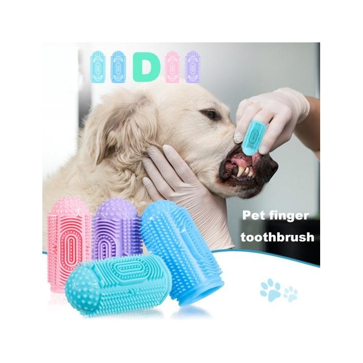 Haustier Zahnbürste Weiche Sanfte Hund Finger Zahnbürste Katze Zahn Reinigung Pinsel Pflege Werkzeuge Pet Liefert violett