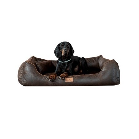Tierlando ® ALBERTO ORTHO Orthopädisches Hundebett mit Velours Vintage braun 1,5 m, 25 cm, 1 m