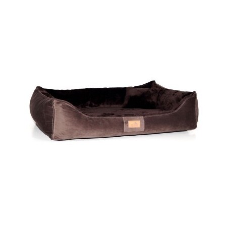 Tierlando FLOYD - Ultraweiches orthopädisches Hundebett High-Tech-Velours und Plüsch VISCO braun 1,5 m, 25 cm, 1 m