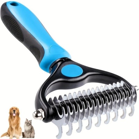 Professioneller Enthaarungsbürstenkamm für Haustiere, doppelseitiger Knoten, Haarentferner für Hunde und Katzen, doppelseitig