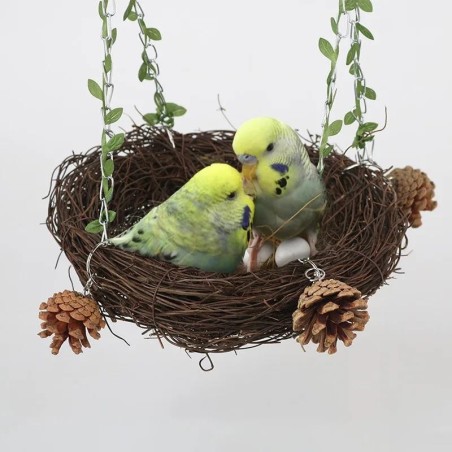 Rundes Rattan-Vogelnest, Papageien-Hängekäfige, Papageien, Taubenstreu, Rattan-Webstreu, Vogelspielzeug
