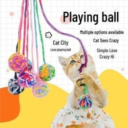 Katzenspielzeug: Selbstunterhaltungsstäbe mit Wollbällchen und Glöckchen zum Kratzen, Kneifen und Entspannen – sicheres und s