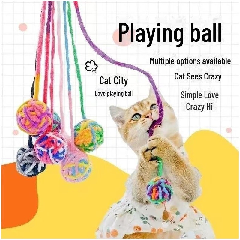 Katzenspielzeug: Selbstunterhaltungsstäbe mit Wollbällchen und Glöckchen zum Kratzen, Kneifen und Entspannen – sicheres und s