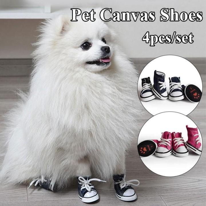 Einfarbige Canvas-Schuhe Rutschfeste Canvas-Hundeschuhe Haustierschuhe Wasserdichte Schuhe Atmungsaktive Booties Für Hunde De
