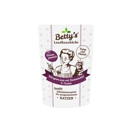 Betty's Landhausküche Frischebeutel Känguru Pur mit Borretschöl 12x 100g für Katze