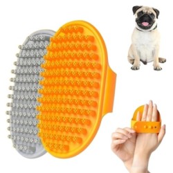 Hundebadebürste, Hundepflege, beruhigender Massage-Striegel mit Gummiborsten und verstellbarem Ringgriff für Hunde und Katzen