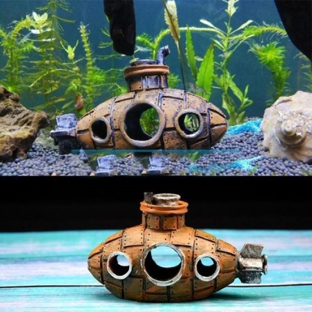 U-Boot-Ornamente aus Kunstharz, Fisch- und Garnelenunterschlupf, Höhle, Landschaftsbau-Zubehör für die Dekoration von Aquarie