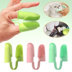 Superweiche Doppelfingerzahnbürste für Hunde, Zahnreinigung für Haustiere, Mundgeruchspflege, TPR-Zahnbürste, Reinigungswerkz