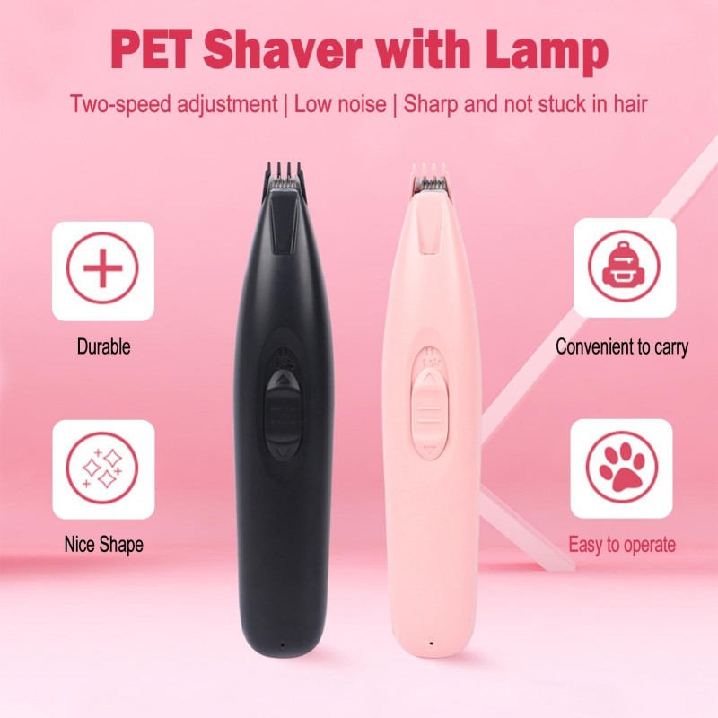 Professionelle Hundepflege-Haarschneidemaschine, kabellos, mit LED-Licht, Zwei-Gang-Einstellung, kleine Tierhaare schwarz