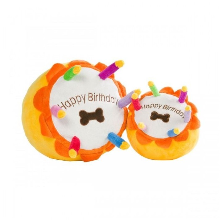 House of Paws Geburtstagskuchen-Plüsch-Hundespielzeug S schwarz