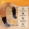 4 Stück rutschfeste Hundesocken mit Silikongreifern, verhindert das Lecken der Pfoten, verstellbarer Riemen XS schwarz